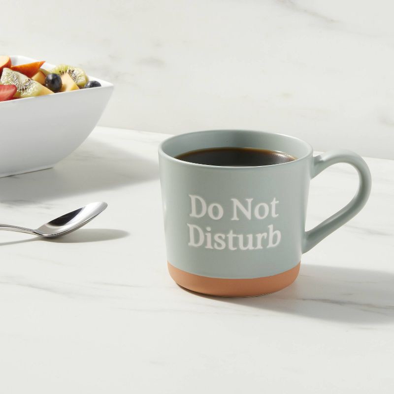 slide 2 of 3, 15oz Stoneware Do Not Disturb Mug - Threshold™: Green Coffee Cup, Dishwasher & Microwave Safe, Traditional Style, 15 oz