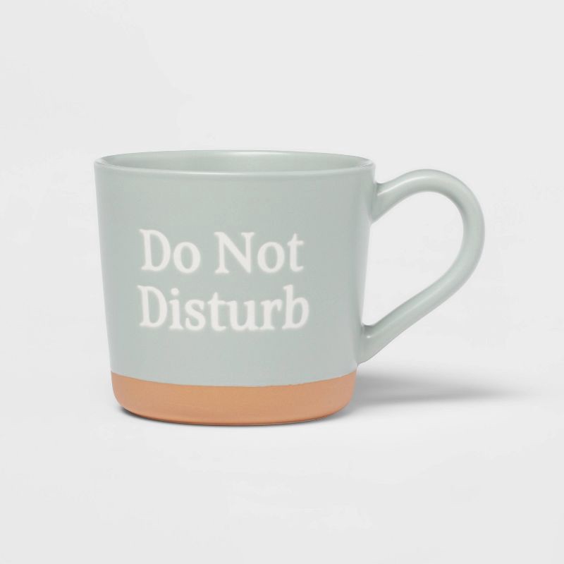 slide 1 of 3, 15oz Stoneware Do Not Disturb Mug - Threshold™: Green Coffee Cup, Dishwasher & Microwave Safe, Traditional Style, 15 oz