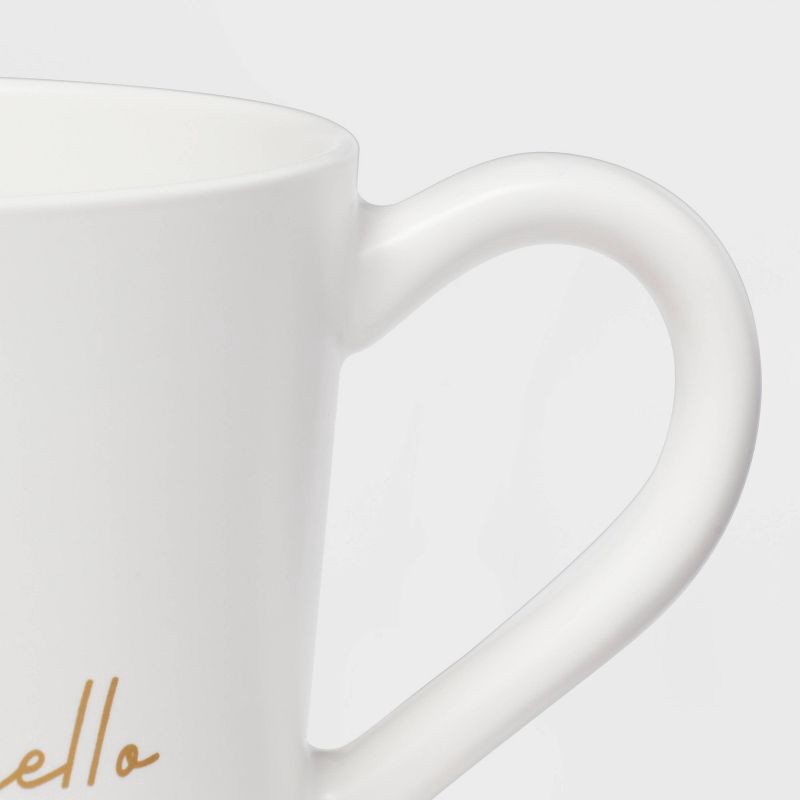 slide 3 of 3, 15oz Stoneware Hello Gorgeous Mug - Threshold™: Traditional White Coffee Mug, Dishwasher & Microwave Safe, 1 Piece, 15 oz, 1 ct