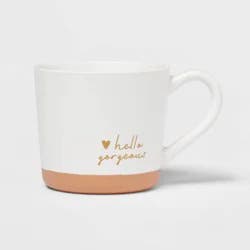 15oz Stoneware Hello Gorgeous Mug - Threshold™: Traditional White Coffee Mug, Dishwasher & Microwave Safe, 1 Piece