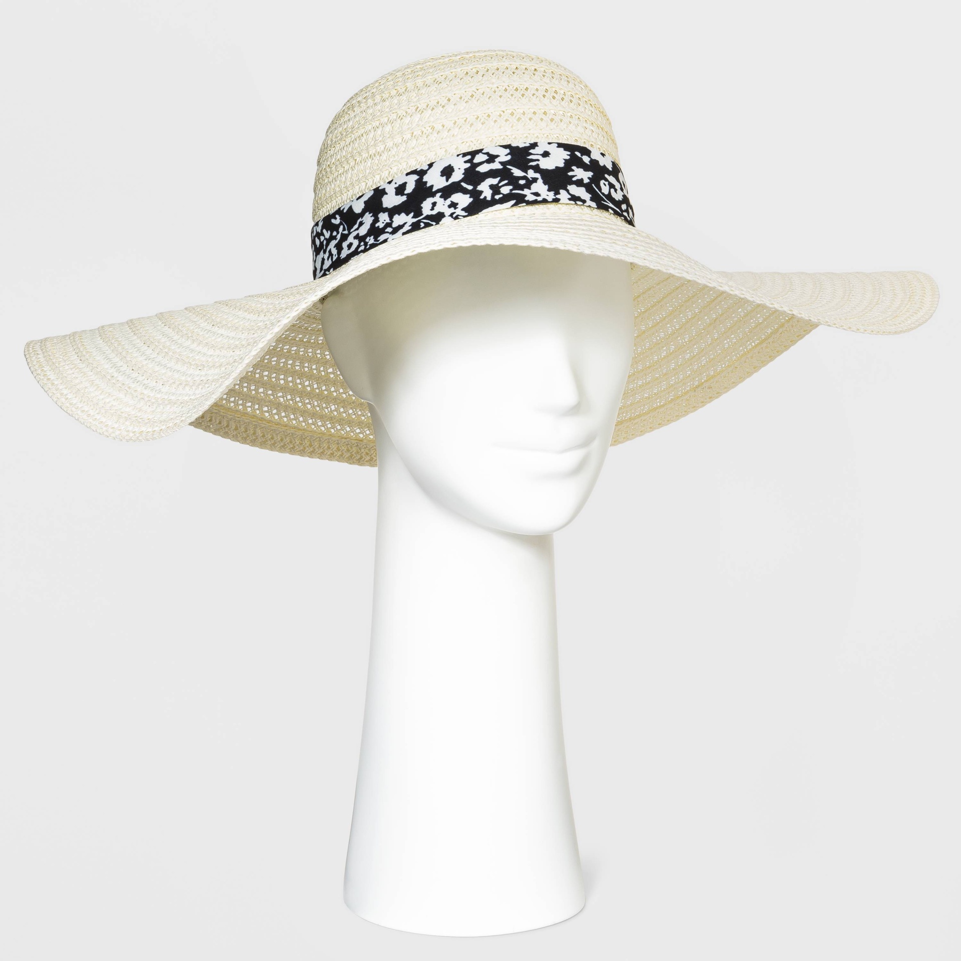 slide 1 of 1, Women's Wide Brim Straw Hat - A New Day Off White, 1 ct