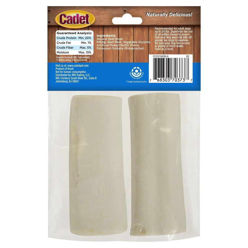 slide 2 of 4, Cadet Junior Stuffed Peanut Butter Shin Bones Mini Dog Treats - 2ct/6.9oz, 2 ct, 6.9 oz