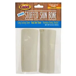 Cadet Junior Stuffed Peanut Butter Shin Bones Mini Dog Treats - 2ct/6.9oz