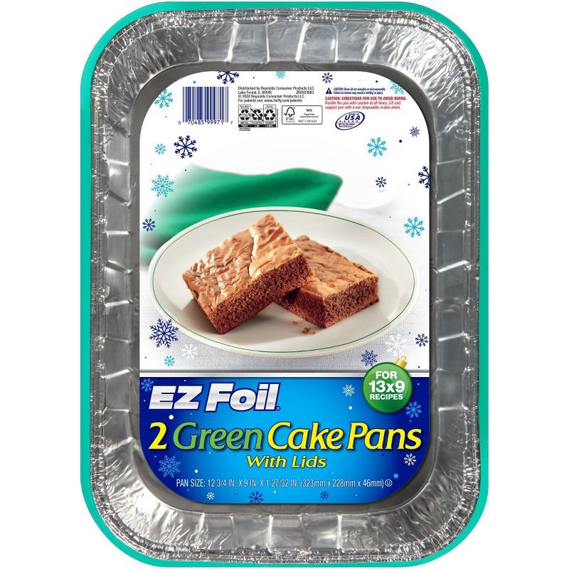 slide 2 of 6, EZ Foil Green Holiday Cake Pan with Lids - 2ct, 2 ct