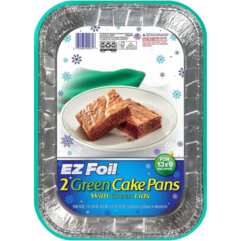 slide 1 of 6, EZ Foil Green Holiday Cake Pan with Lids - 2ct, 2 ct