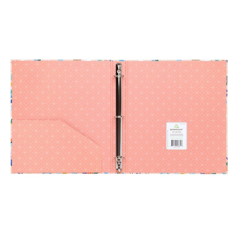 slide 2 of 5, 1" Round Ring Binder Plant Terrariums - greenroom: Cute Pink Floral Hard Cover, 175 Sheet Capacity, 100% Recycled Paper, 1 ct