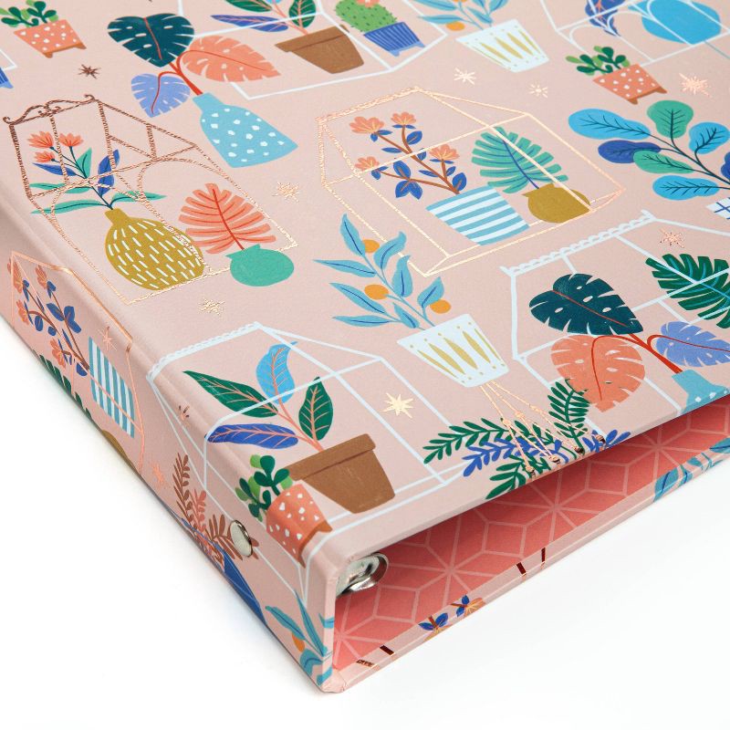 slide 5 of 5, 1" Round Ring Binder Plant Terrariums - greenroom: Cute Pink Floral Hard Cover, 175 Sheet Capacity, 100% Recycled Paper, 1 ct