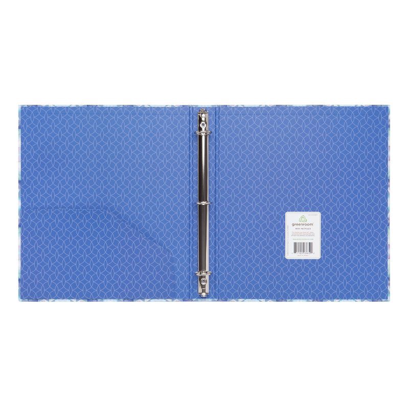 slide 2 of 3, 1" Ring Binder Mirror Geo Blue - greenroom: Hard Cover, 175 Sheet Capacity, 100% Recycled Paper, 1 Pocket, 1 ct