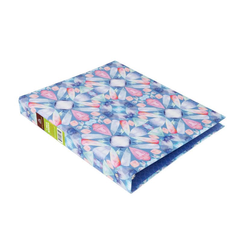 slide 3 of 3, 1" Ring Binder Mirror Geo Blue - greenroom: Hard Cover, 175 Sheet Capacity, 100% Recycled Paper, 1 Pocket, 1 ct