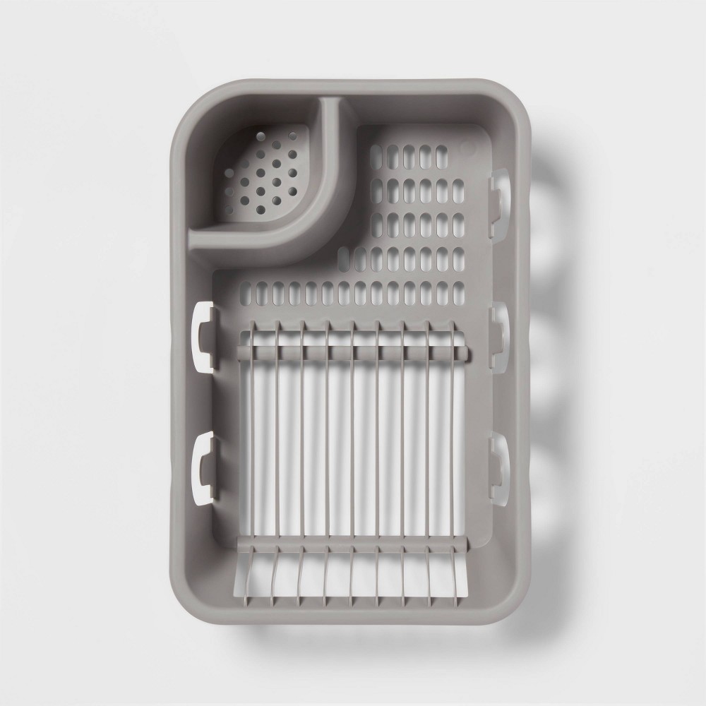 slide 3 of 4, Plastic Dish Drainer Gray - Room Essentials, 1 ct