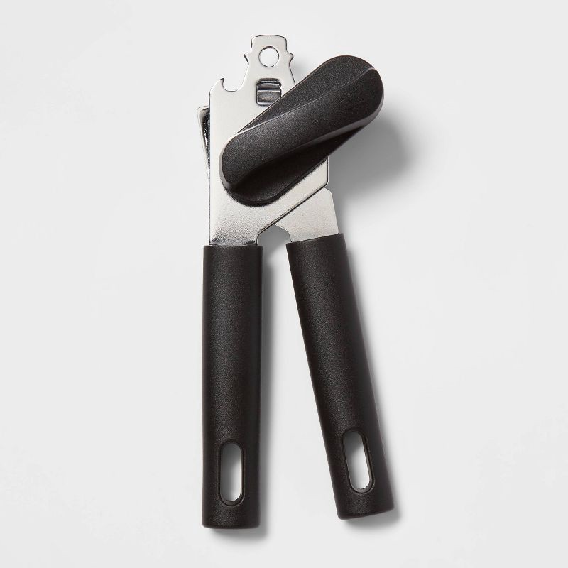 slide 1 of 3, Can Opener Black - Room Essentials™: Manual Kitchen Tool, Dishwasher-Safe, Freestanding, Plastic & Metal, 1 ct