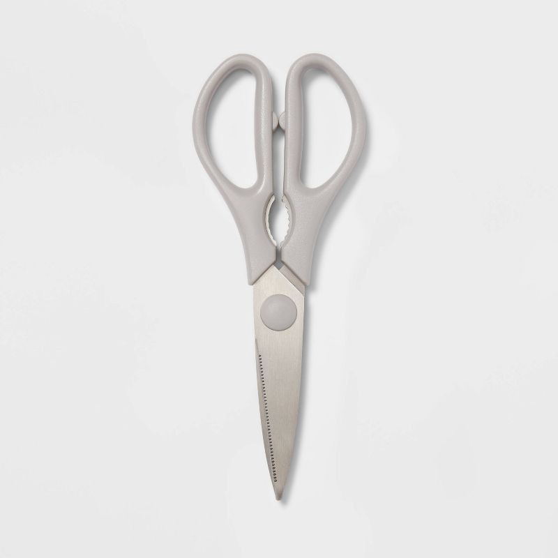 slide 1 of 3, Kitchen Shears Gray - Room Essentials™: Stainless Steel Blade, Hand Wash, Cooking Scissors, 3" Blade Length, 1 ct