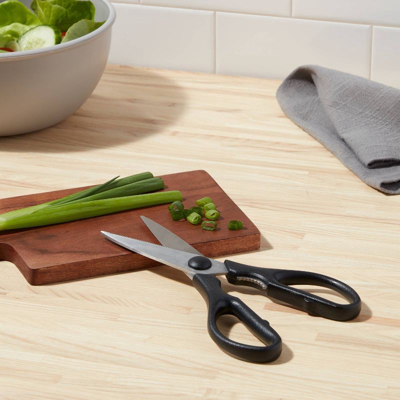 slide 2 of 3, Kitchen Shears Black - Room Essentials™: Stainless Steel Blade, ABS Handle, Cooking Scissors, Hand Wash, 1 ct