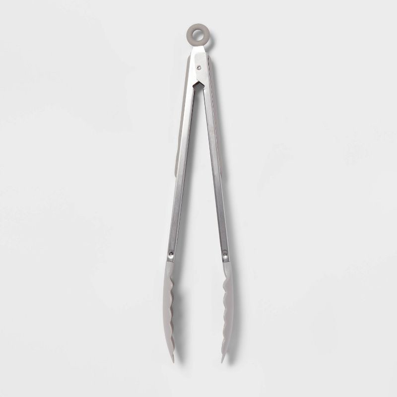 slide 1 of 3, Stainless Steel Kitchen Tongs Gray - Room Essentials™, 1 ct