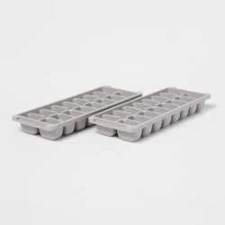 Plastic 2pk Ice Tray Gray - Room Essentials™: Dishwasher-Safe, 16 Cavities, Ice Mold for Freezer