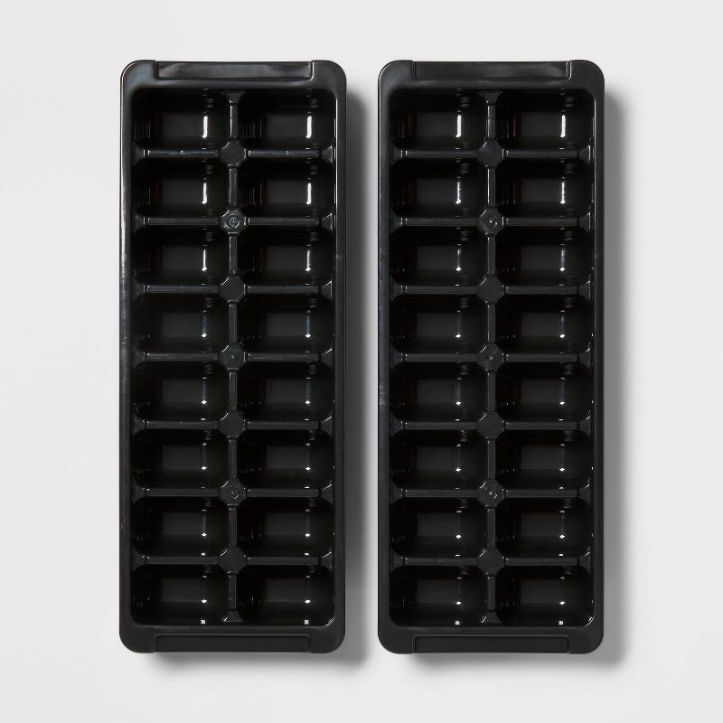 slide 3 of 3, Plastic 2pk Ice Tray Black - Room Essentials™: Dishwasher-Safe, 16 Cavities, Freezer Ice Mold, 2 ct