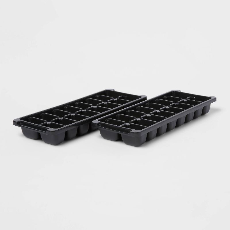 slide 1 of 3, Plastic 2pk Ice Tray Black - Room Essentials™: Dishwasher-Safe, 16 Cavities, Freezer Ice Mold, 2 ct