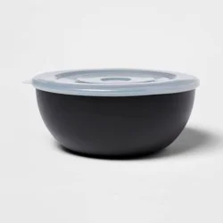 Lidded Mixing Bowl Black - Room Essentials™: 2.8 Qt Plastic, Dishwasher-Safe, Matte & Shiny Finish, Bowl with Lid
