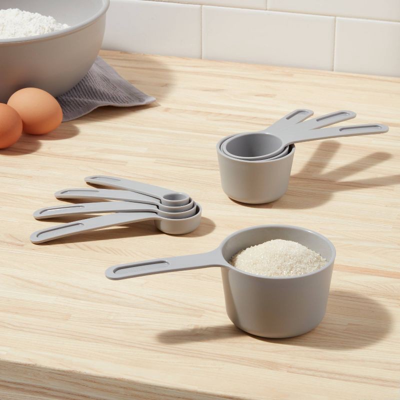 slide 2 of 3, Measuring Cups Gray - Room Essentials™: 8-Piece Plastic Set, Kitchen Essentials, Dishwasher-Safe, 1 ct