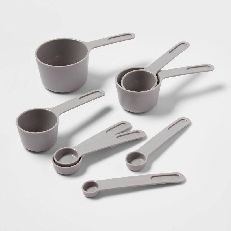 slide 1 of 3, Measuring Cups Gray - Room Essentials™: 8-Piece Plastic Set, Kitchen Essentials, Dishwasher-Safe, 1 ct