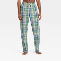 Men's Plaid Poplin Pajama Pants - Goodfellow & Co Light Blue M