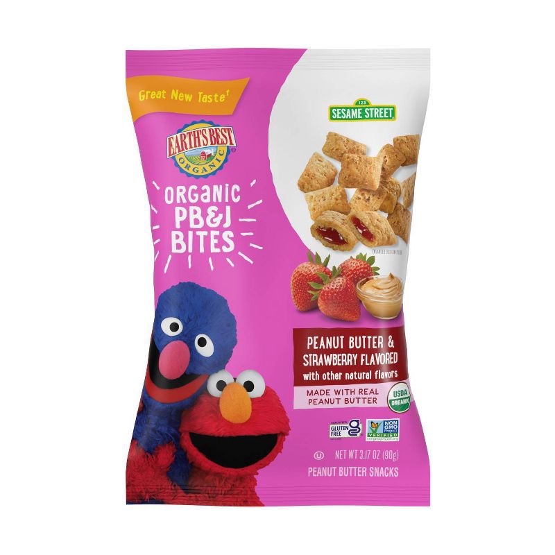 slide 1 of 1, Earth's Best Sesame Street PBJ Bites - Strawberry - 3.17oz, 3.17 oz