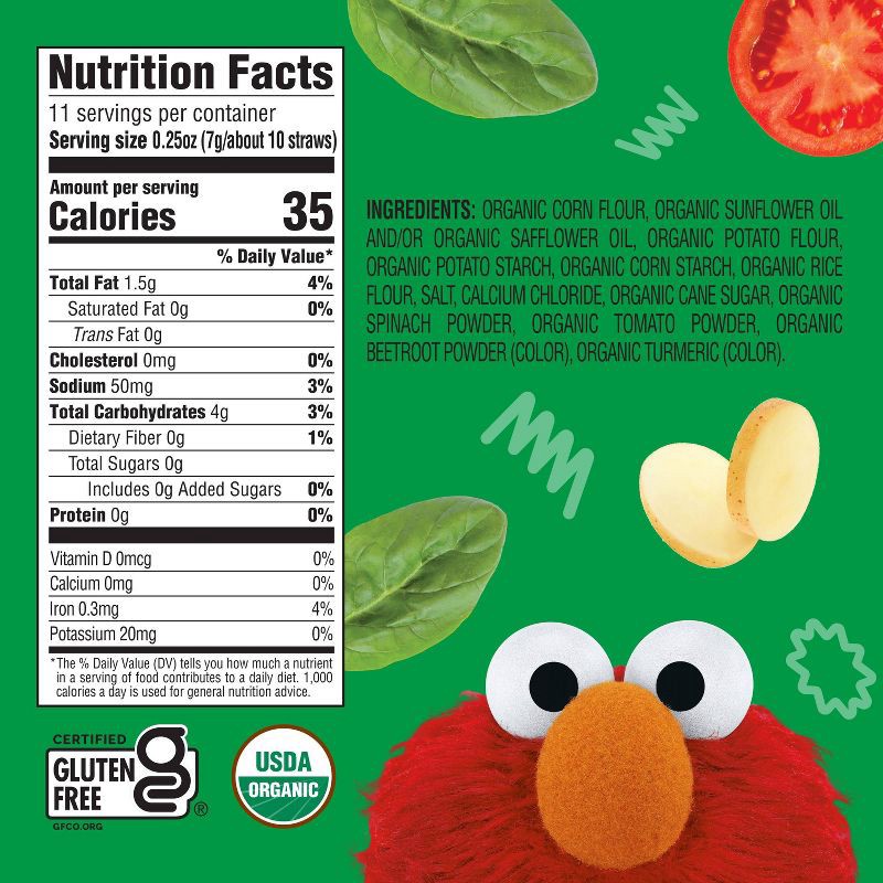 slide 7 of 9, Earth's Best Organic Straws Sesame Street Baby & Toddler Snacks - Original - 2.75oz, 2.75 oz