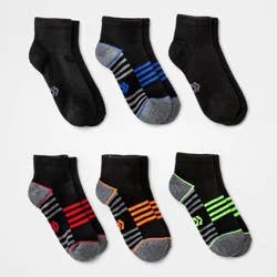 Kids' 6pk Ankle Socks - All In Motion™ Black L