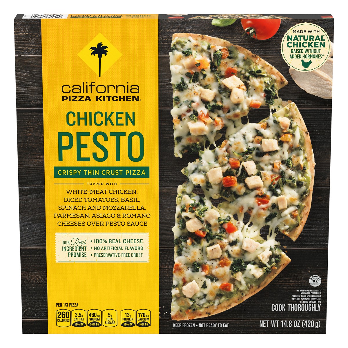 slide 3 of 14, California Pizza Kitchen Chicken Pesto Frozen Pizza, Crispy Thin Crust Pizza, 14.8 OZ, 14.8 oz