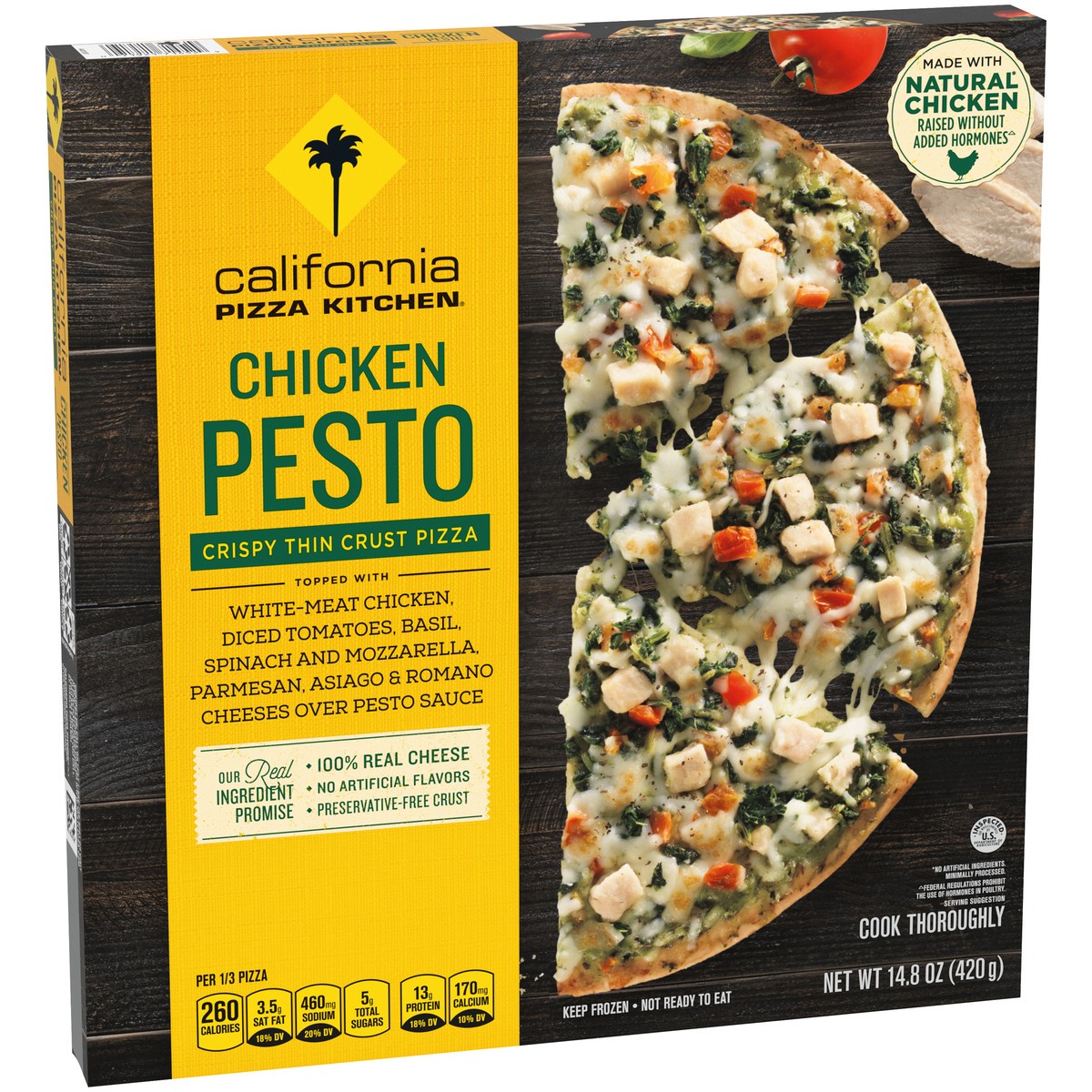 slide 7 of 14, California Pizza Kitchen Chicken Pesto Frozen Pizza, Crispy Thin Crust Pizza, 14.8 OZ, 14.8 oz