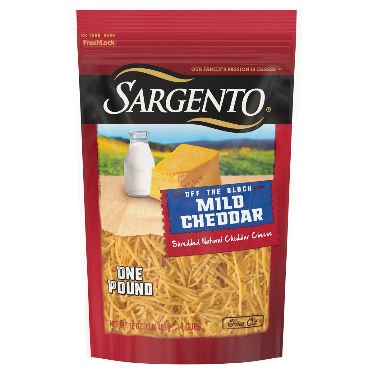 slide 12 of 12, Sargento 16 oz Off The Block Fine Cut Mild Cheddar Shredded Cheese, 16 oz