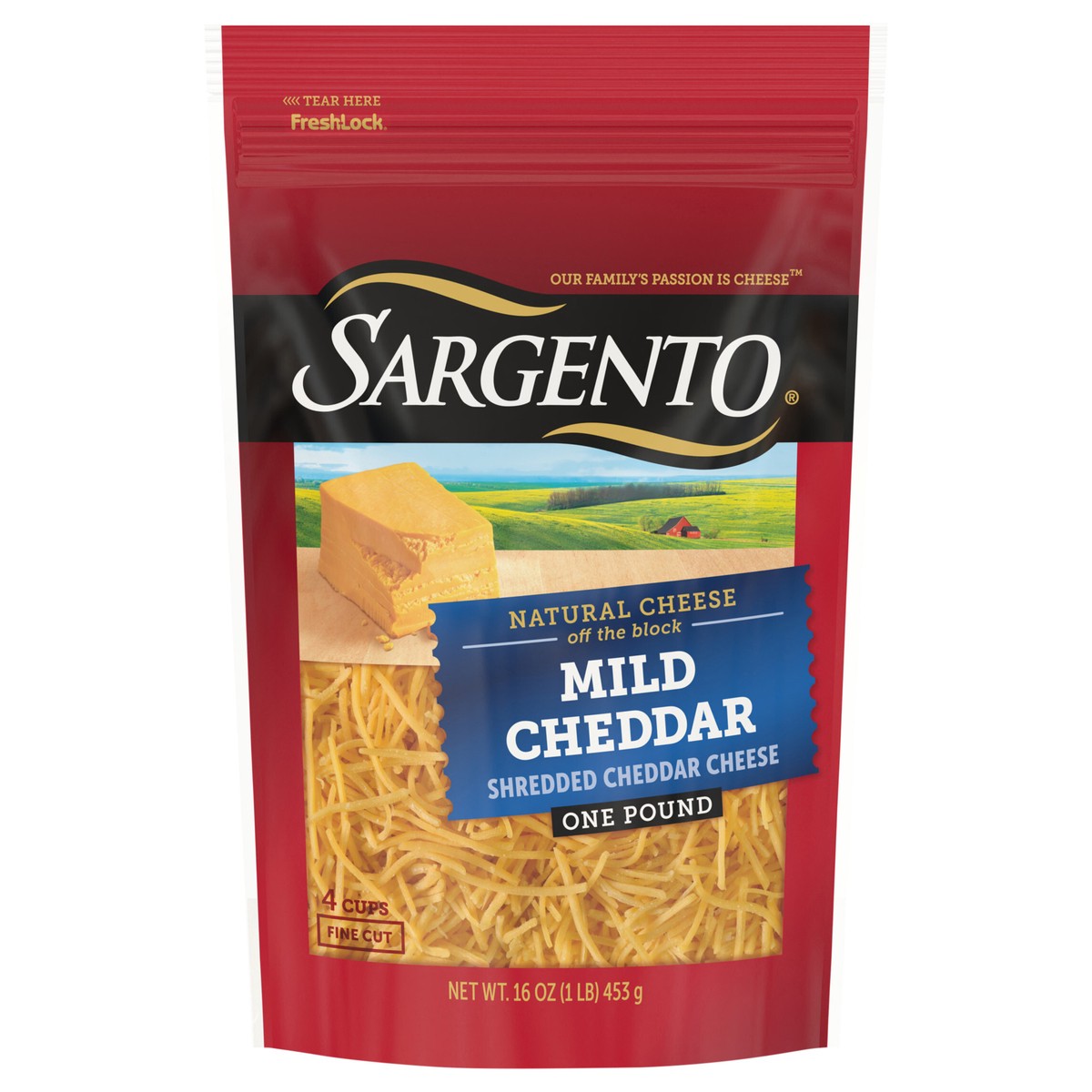 slide 1 of 12, Sargento 16 oz Off The Block Fine Cut Mild Cheddar Shredded Cheese, 16 oz