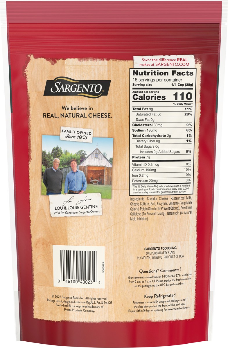 slide 11 of 12, Sargento 16 oz Off The Block Fine Cut Mild Cheddar Shredded Cheese, 16 oz