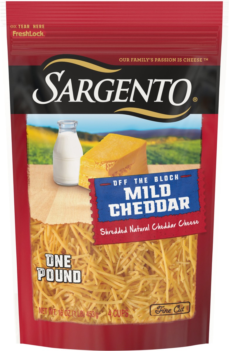 slide 2 of 12, Sargento 16 oz Off The Block Fine Cut Mild Cheddar Shredded Cheese, 16 oz