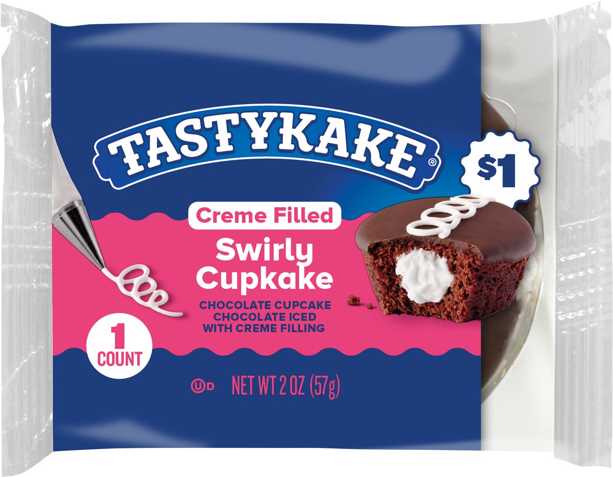 slide 5 of 10, Tastykake Swirly Chocolate Cupkake,Creme Filled Chocolate Cupcake, 2 oz, 2 ct