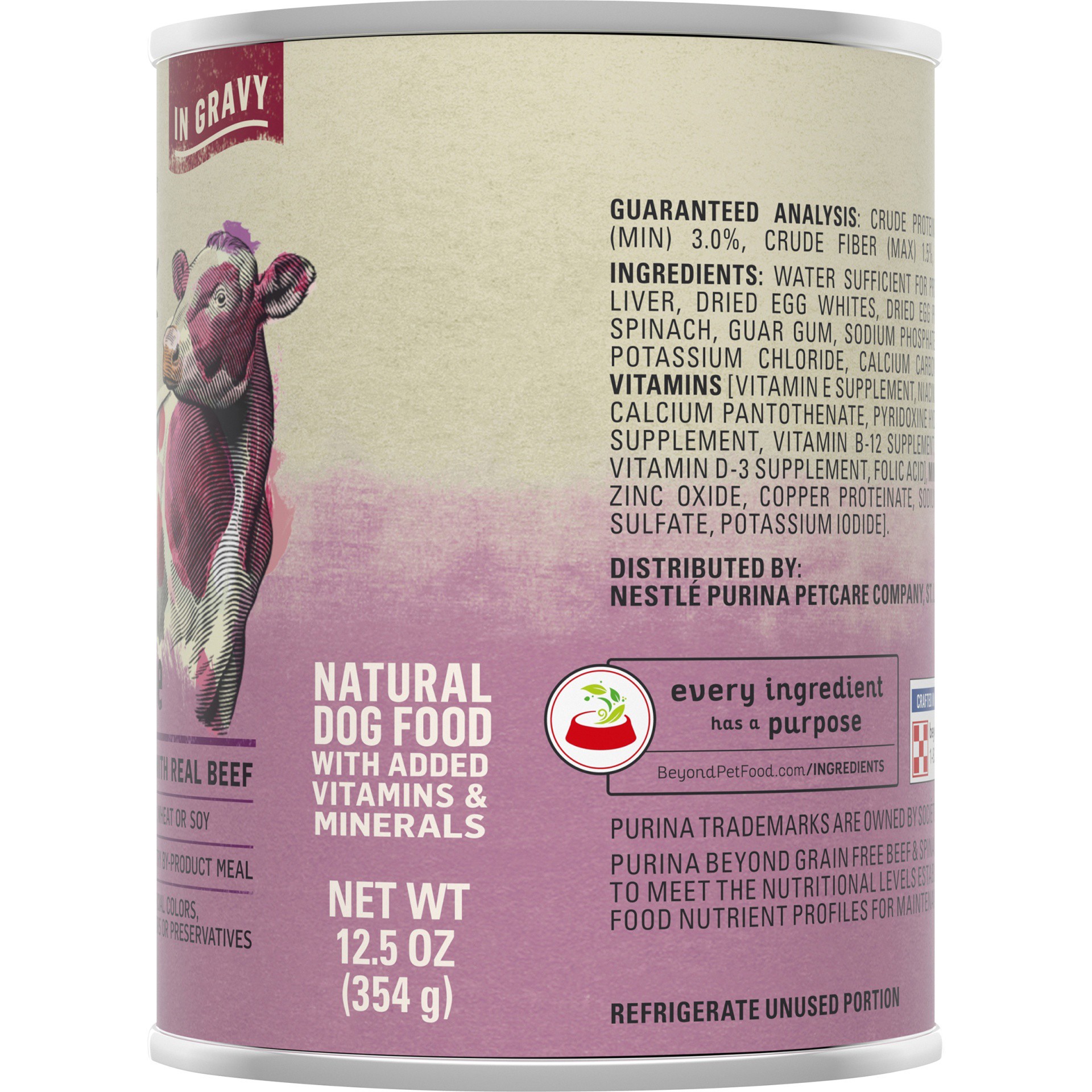 slide 7 of 7, Beyond Purina Beyond Farm-Raised Beef and Spinach in Gravy Grain Free Wet Dog Food, 12.5 oz
