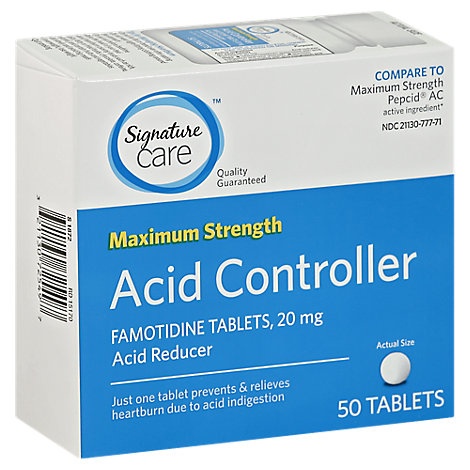 slide 1 of 1, Signature Care Maximum Strength Acid Reducer Famotidine, 50 ct