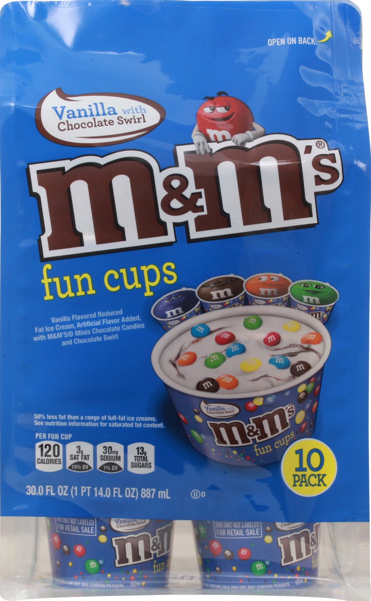 slide 4 of 14, M&M's Vanilla Ice Cream Fudge Swirl Fun Cups with M&M's Minis Milk Chocolate Candy, 10 Ct Bulk Pack, 10 ct