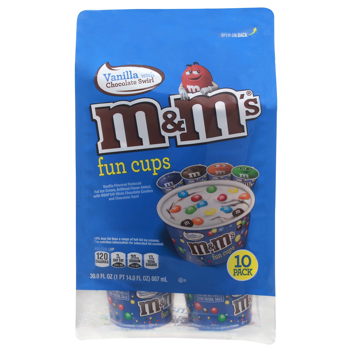 slide 1 of 14, M&M's Vanilla Ice Cream Fudge Swirl Fun Cups with M&M's Minis Milk Chocolate Candy, 10 Ct Bulk Pack, 10 ct