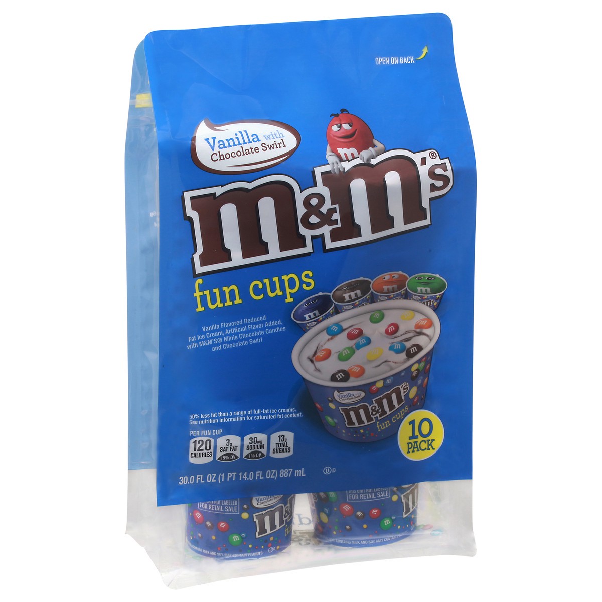 slide 10 of 14, M&M's Vanilla Ice Cream Fudge Swirl Fun Cups with M&M's Minis Milk Chocolate Candy, 10 Ct Bulk Pack, 10 ct