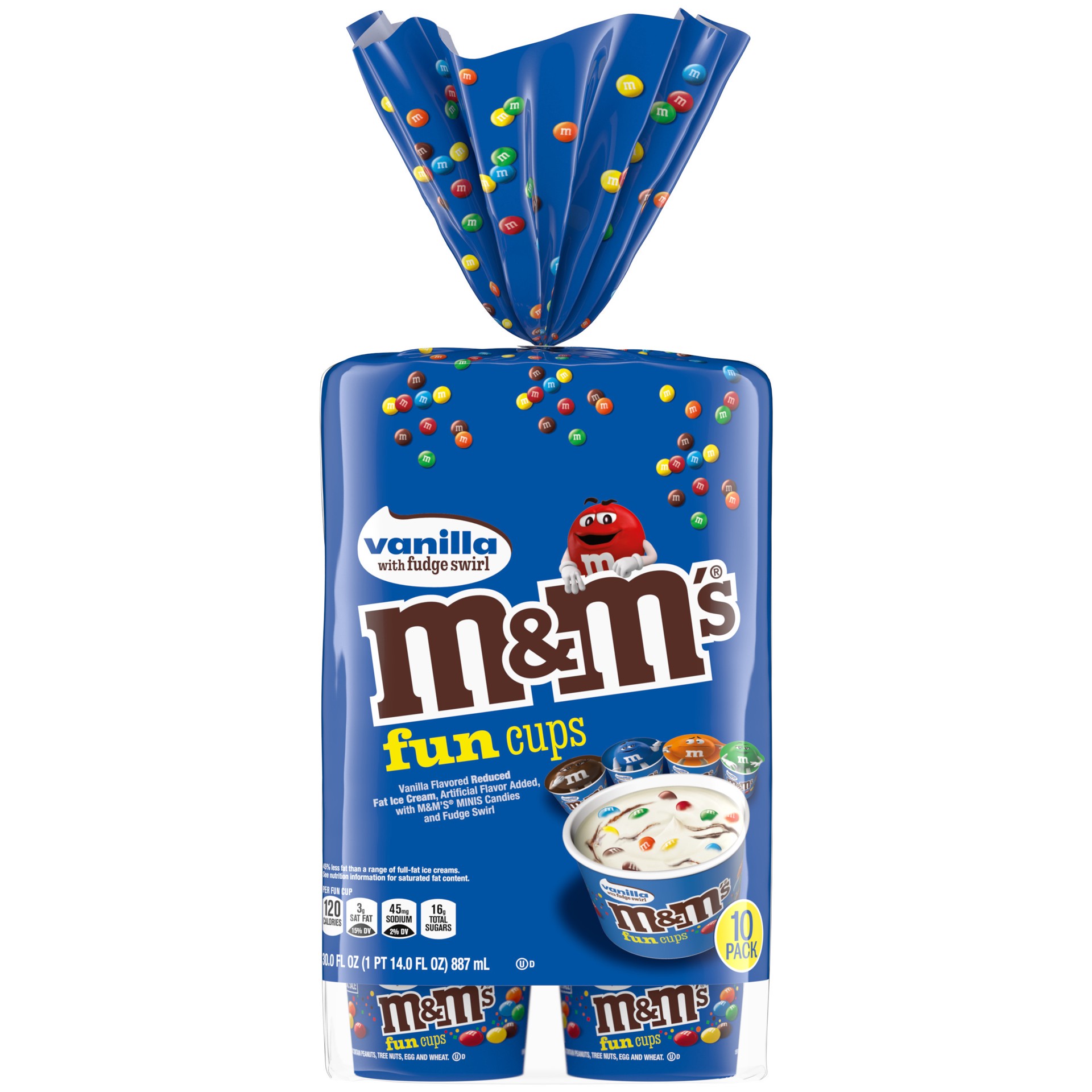 slide 1 of 14, M&M's Vanilla Ice Cream Fudge Swirl Fun Cups with M&M's Minis Milk Chocolate Candy, 10 Ct Bulk Pack, 10 ct