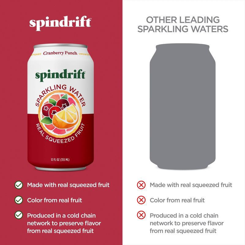 slide 3 of 5, Spindrift Cranberry Punch Sparkling Water - 8pk/12 fl oz, 8 ct; 12 fl oz