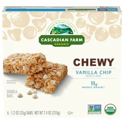 Cascadian Farm Organic Vanilla Chip Chewy Granola Bars, 6 Bars, 7.4 oz.