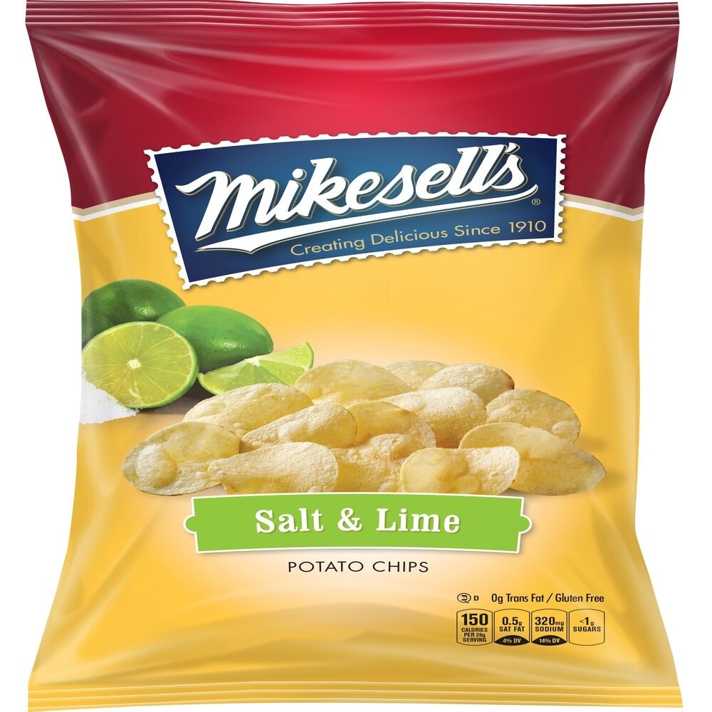 slide 1 of 1, Mikesell's Salt And Lime Potato Chips, 9.5 oz