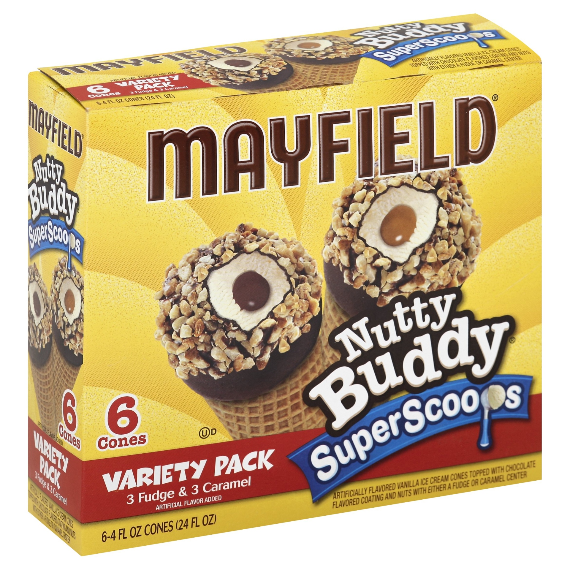 slide 1 of 1, Mayfield Nutty Buddy Super Scoops Ice Cream, 24 fl oz