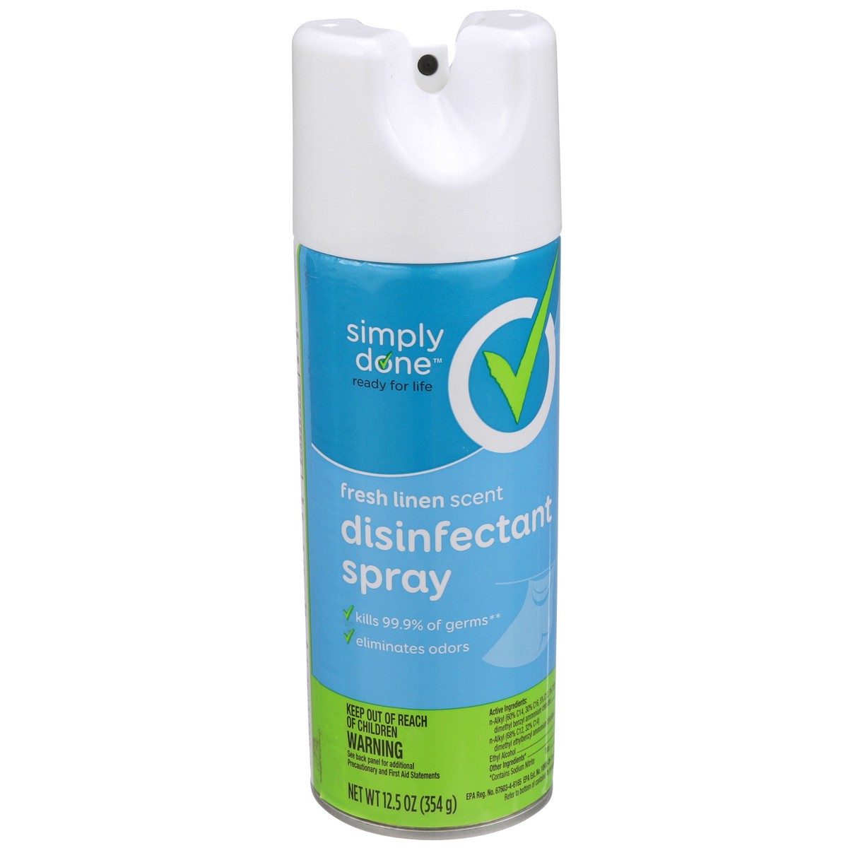 slide 2 of 9, Simply Done Disinfectant Spray, Fresh Linen, 12.5 oz