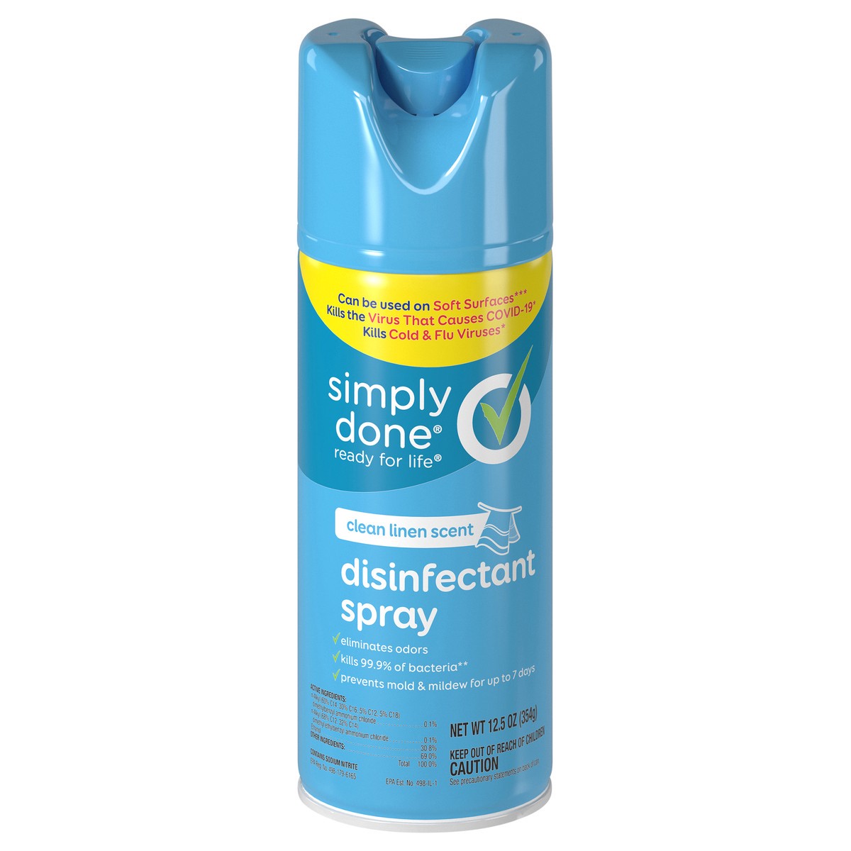 slide 1 of 9, Simply Done Clean Linen Scent Disinfectant Spray 12.5 oz, 12.5 oz