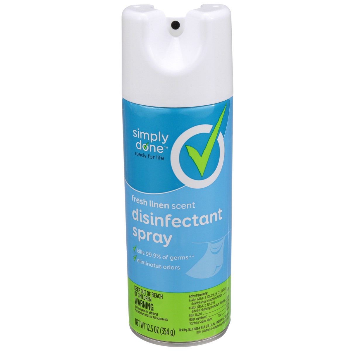 slide 1 of 9, Simply Done Disinfectant Spray, Fresh Linen, 12.5 oz