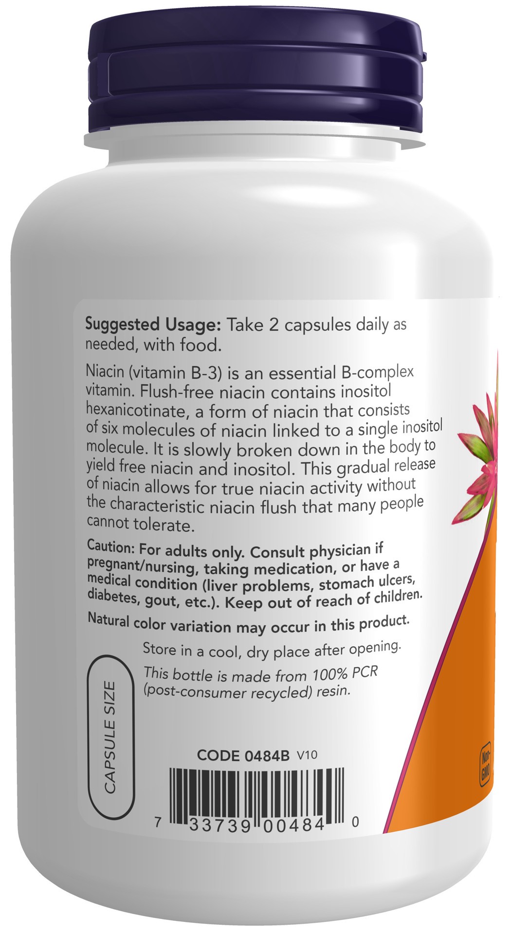 slide 4 of 4, NOW Flush-Free Niacin 250 mg - 180 Veg Capsules, 180 ct