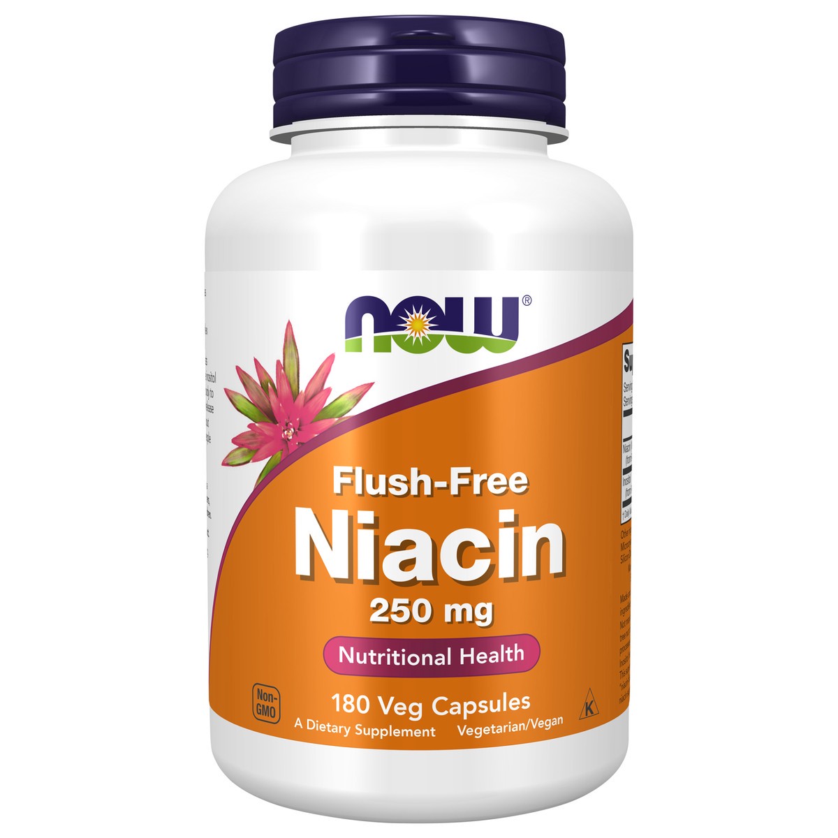 slide 1 of 4, NOW Flush-Free Niacin 250 mg - 180 Veg Capsules, 180 ct